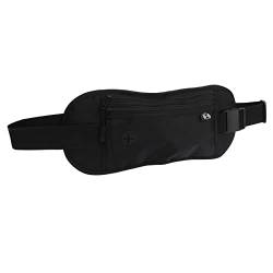 Sport-Hüfttasche, Sicher, Atmungsaktiv, Leicht, 2-lagige Reißverschlusstasche, Wasserfest, für das Training (Black) von buhb
