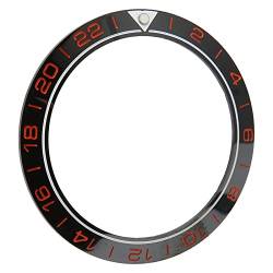 buhb Lünetteneinsatz, Kratzfestes Uhren-Lünettenring-Ersatzzubehör für Uhrengeschäfte (Schwarze Basis, rote Ziffer) von buhb