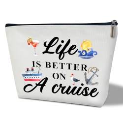 Cruise Make-up-Tasche, Life Is Better On A Cruise, Make-up-Reisetasche, Damen, Urlaubsgeschenk für Kreuzfahrt-Liebhaber, Tochter, Ehefrau, BFF Schwester, Kulturbeutel, beste Freundin, Strand, von bxtala