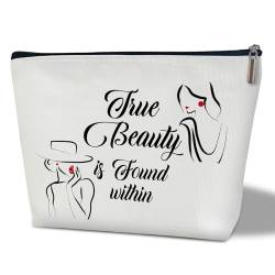 bxtala Make-up-Tasche, inspirierendes Geschenk für Frauen, Geschenk für Mutter, Tochter, Schwester, Lehrer, beste Freunde, wahre Schönheit ist gefunden in multifunktionaler Kulturbeutel, von bxtala