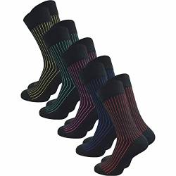 ca·wa·so 5 Paar moderne Herren Business Socken | schwarz + bunte Ringel | Spitze handgekettelt (47-50, schwarz) von ca·wa·so