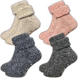 ca·wa·so Damen Stoppersocken aus Wolle | ABS Sohle (1er-Pack | 4er-Pack) (39-42, farbig | 4er-Pack) von ca·wa·so