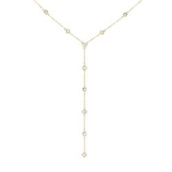 cai Damen Halskette 925 Silbervergoldet Y-Kette mit Zirkonia 925/- Sterling Silber 45+5cm Glänzend weiß 360252616V-50 von cai