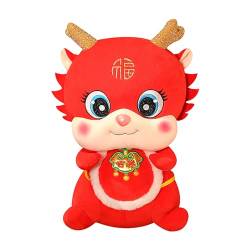 Chinesische Neujahrs-Drachenpuppe - Cartoon-Plüschdrachen-Maskottchen für 2024 - Frühlingsfest-Dekorationen, stimmungsvolle Drachenpuppen für Wohnzimmer, Arbeitszimmer, Party Caits von caits