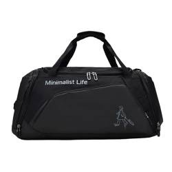 Sporttasche, Sport-Reisetasche mit Schuhfach, groß, wasserdicht, geräumig, Workout-Tasche, schmutzabweisend, Fitness-Ausrüstung, aktive Lifestyle-Tragetasche für Familie, Freunde und Kollegen, Schwarz von caits