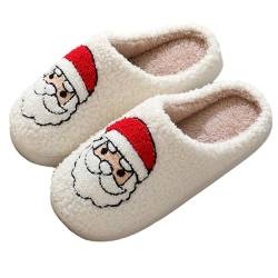Weihnachtsmann-Hausschuhe, rutschfeste weihnachtliche Schuhe, warme Plüsch-Weihnachtsmann-Hausschuhe, Elfen-Hausschuhe mit stabilem Griff, weiche und gemütliche saisonale Schuhe für von caits