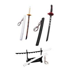 caiydramy Anime Demon Slayer Schwert Schlüsselanhänger Mini Katana Key, Agatsuma Zenitsu+Kamado Tanjirou+Hashibira Inosuke 6.7", 8.66IN von caiydramy