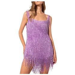 20er Jahre KostüM Damen,Damen Fransenkleid Elegant Glitzerkleid Sexy Partykleid Festlich Kleider mit Quasten Bodycon Minikleid Vinatge 20er Jahre Kostüm Outfit Fransen Figurbetontes Kleid für Hochzei von callmo