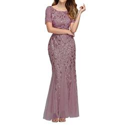 Abendkleid Damen Lang Abendkleid Damen 1920er Jahre Great Gatsby Kleid Damen Hochzeitskleid mit Pailletten Quaste Partykleid V-Ausschnitt Ärmellos Gatsby Abendkleid Festlich Ballkleid mit Quaste XXL von callmo