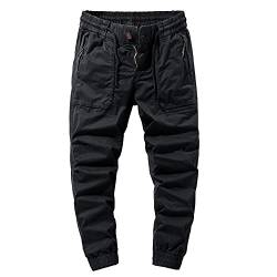 Cargohose Herren Jogginghose Baumwolle,Cargohose Herren Lang Einfarbig Baumwolle Arbeitshosen Baggy Chino Hosen Mit 6 Taschen Outdoor Wanderhose Trekkinghose Freizeithose Sporthose Gerade Hose mit Wei von callmo