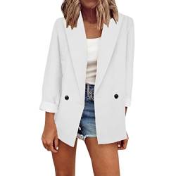 Damen Blazer Sommer Leinen Blazer Damen Elegant Business Sommerjacke Damenjacke Damen Blazer Anzugjacke Damen Langarm Blazer mit Langen Ärmeln Blazer Outfit Cardigan Freizeit Revers Geschäft Büro von callmo