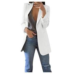 Damen Elegant Langarm Blazer Damen Kurzarm Blazer Einfarbig Revers Slim Fit Freizeitjacke Sweatshirts mit Taschen Elegante Damen Langarm Blazer Blazer Damen Sportlich Elegant Lang-ÄRmellange Jacke von callmo