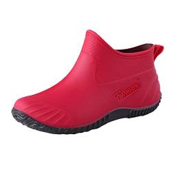 Damen Gummistiefel Halbhoch Wasserdicht Gummistiefeletten Regenstiefel Kurzschaft Boots Outdoor Gartenschuhe Anti-Rutsch von callmo