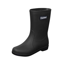 Gummistiefel Damen Halbhoch Frauen Regenstiefel Stiefeletten Schwarz Wasserdicht Gartenarbeit Outdoor Anti-Rutsch Stiefel von callmo