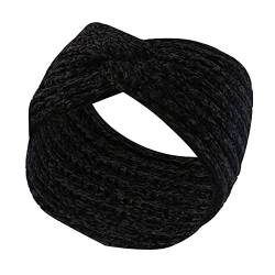 Haarband Damen Schwarz Headband Women/Men 8 cm Wide - Made in Germany - Three-Layered Knitted Band Lined with Cotton - Rib-Knit Ear Warmers One Size 54-60 cm - Ear Protection Autumn/Winter von callmo
