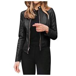 Jacke Damen Lederjacke Kurze Stil Slim Leder Mäntel Motorrad Lederjacke frauen Slim Fit Reißverschluss Plus Größe Mode Casual Jacken Damen Kunstlederjacke Motorrad Übergröße Moto Biker Lederjacke von callmo