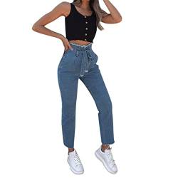 Jeans Damen High Waist Hohe Taille Hose Damen Jeans Lange Hosen Elegant Hose Mit Gummizug Kurzgröße Denim-Hose mit mittlerer Taille Schlaghose Sommer Schnürhose Flare Skinny Stretch Jean Denim-Hose von callmo