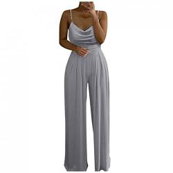 Jumpsuit Damen, Jumpsuit Festlich Elegant Mit Glitzer - Damen Sommer Halfter Overall Armellos Einteiler Elegant Lang Hosenanzug Playsuit Jogginganzug Romper Einfarbig Strampler Spielanzug von callmo