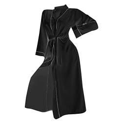 Morgenmantel Damen Baumwolle Bunt Damen Morgenmantel Bademantel Satin Kimono Badmantel Für Braut&Brautjungfern Damen Robe Kleid Kurz Sexy Sense Nachthemd Für Damen, Schlafrock, Schnür-Bademantel, Sin von callmo