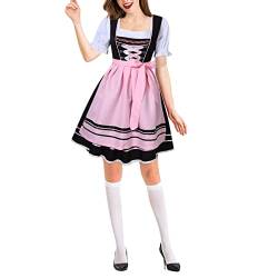 Oktoberfest Damen Outfit Dirndl Damen Kurz,Oktoberfest Dirndlkleid Damen,Trachtenkleid Damen Sexy Mini Trachtenrock Trachtenmode Kleid 2 Teilig Dirndl Set Teenager Mädchen Cosplay Party Karneval von callmo