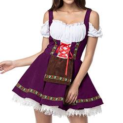 Oktoberfest Damen Outfit Dirndl Damen Midi - Damen Trachtenkleid,Trachtenrock Knielang Kariertes Dirndlkleid Rot Trachtenmode Dirndl-Sets 3tlg:Kleid+ Bluse+ Schürze Teenager Mädchen Bavarian Karneval von callmo