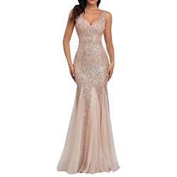 Partykleid Damen Lang Abendkleid Damen Kleider Herbst Winter Kurz Sexy Cocktailkleid für Hochzeit Pailletten Quaste Bodycon,Elegantes Meerjungfrau Abendkleid Pailletten Stretch Schlank Sexy Kleider von callmo