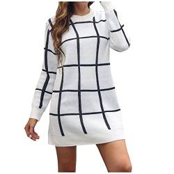 Pulloverkleid Damen Damen Strickkleider Langarm Rollkragen Winterkleid Strickkleider Longpullover Winter Warme Strickkleid Minikleid Pulloverkleid Lang Wollkleid Einfarbig Knielange Pulli Kleid von callmo