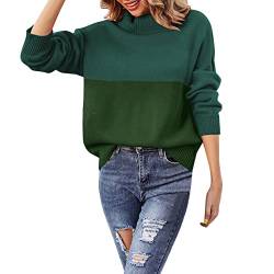 Rollkragenpullover Damen GrüN Pullover Damen Winter Elegant Rollkragenpullover Strickpullover Casual Lose Langarm Pulli Oberteile Oversized Fledermaus Langarm Sweatshirt Warm Lässig Sweater Tops von callmo