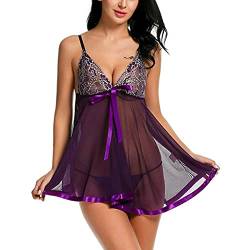 Sexy Dessous Damen Für Sex, Damen Dessous Set Sexy High Waist BH Set 2 Stück Spitze Babydoll Set Sexy BH und Panty Sets Lingerie Serpentin Spitze Zweiteiliges Sexy Dessous-Set Hohle Perspektive von callmo