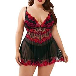 Sexy Dessous Damen Für Sex Schritt offen Erotische Dessous-Set Sexy Tiefer V-Ausschnitt Halfter Spitze Reizwäsche Negligee Babydoll Nachtwäsche Nachthemd Lingerie Nachtkleid G-String Sleepwear von callmo