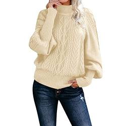 Strickpullover Damen Oversize Rollkragenpullover Damen Grobstrick Pullover Strickpullover Herbst Winter Langarm Rollkragen Streifen Sweatshirt Pulli Warm Casual Strick Sweater Oberteile für Frauen von callmo