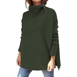 Strickpullover Damen Pullover Damen Winter Rollkragen Strickpullover Colorblock Gestreifter Leopard Drucken Pulli Langarm Warm Strickoberteile Grobstrick Casual Jumper Pullover Elegant Langarmshirts von callmo