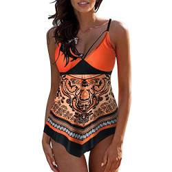 Tankini Damen Mit Shorts Damen Tankini große größen 2teilig 48 50 Tankini Damen 46 54 58 52 Oberteil mit Bügel Swimsuit Badeanzüge Tankinis Strandkleidung Schwimmanzug Monokini Bademoden Swimsuits Bad von callmo