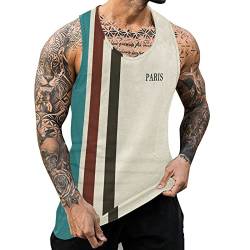 Tanktop Herren Gym,Drucken Kurzarm Laufshirt Herren Sommer Sport Tank Top Sommer Trägershirt Weste Herren Tank Top Slim Fit Rundhals Ärmellos Unterhemd T Shirts Muskel Shirts Sleeveless Muskelshirt von callmo