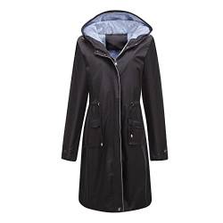 Wasserdichte Regenjacke Damen Windbreaker Damen Wasserdicht, Regenmantel Wasserdicht Windbreaker mit Kapuze Leichte Hooded Windjacke Softshelljacke mit Tasche Einfarbige Sommerjacke Regenmantel Leich von callmo