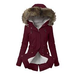 Winterjacke, Outdoorjacke Damen Wasserdicht Steppmantel Damen Lang Wachsjacke Übergangsjacke Softshell Winter Frühjahr Wollmantel Gepolsterter Leicht Daunenjacken mit Kapuzen Outdoor Daunenmantel von callmo