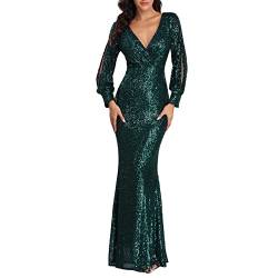 callmo Abendkleid Kurz Damen - Damen Cocktailkleid Pailletten Glitzer Kleid Lange Ärmel Abend Kleid Partykleid Hochzeit Paillettenkleid Pailletten Kleid Sexy Abendkleid für Damen von callmo