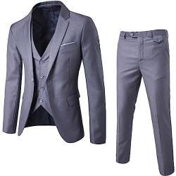 callmo Anzug Herren Slim Fit 3 Teilig Anzüge Modern Herrenanzug 3-Teilig Weste Herren Festlich Herren Sakko Hose Weste Hochzeitsanzug für Business Hochzeit Anzüge & Sakkos für Herren von callmo