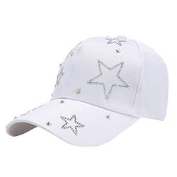 callmo Basecap Damen Schwarz Cap Mit Ventilator Glitzer-Trucker-Visier, chaotisch, einfarbig, Baseball-Pferdeschwanz-Brötchen, Mütze, Unisex-Baseballmützen Weißer Riese Caps 80 von callmo