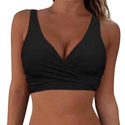 callmo Bikini BH Damen Bikinioberteil mit Schnürung Bügel V Ausschnitt Push Up Schwimm-Crop-Top Padded Bikini Oberteil Große Brüste Badeanzug mit Binderücken Bikinioberteile für Damen von callmo