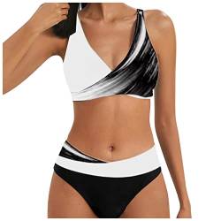 callmo Bikini Damen Zweiteiliger Badeanzug V Ausschnitt überkreuztes Blumenmuster Bikini Bademode Bauchkontrolle Bikini Sets Bikini-Sets für Damen Push Up Sport Sexy von callmo