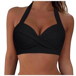 callmo Bikini Oberteil Große Brüste Rückenfreies Oberteil Bikini Damen Push Up Wickeloptik Lace Up Bikini Top V Ausschnitt Badeanzug Top Sommer Strand Bikini Top Swimsuit Oberteil von callmo