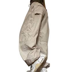 callmo Cargohose Damen Beige, Cargohose Damen Baggy High Waist Oversized Cargo Hose Parachute Pants Weit Bein Aesthetic Vintage 90er Baggy Hose Teenager Freizeithose Jogginghose Streetwear von callmo