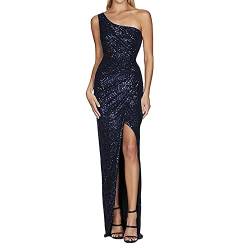 callmo Cocktailkleid Damen Paillettenkleid Glänzend Abendkleider Sexy V-Ausschnitt Spitze Langarm Glitzer Kleid Cocktailkleider Knielang Hochzeit Festlich Kleider Partykleider von callmo