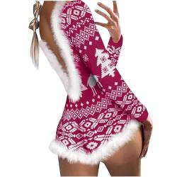 callmo Damen Weihnachten Lingerie - Sexy Nachthemd Hohl Weihnachten Reizwäsche Outfits Bodydoll Weihnachten Cosplay X-Mas Outfit Weihnachtskostüm Erwachsene Sexy Dessous Weihnachtsmann Nachtwäsche von callmo