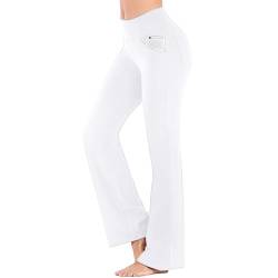 callmo Damen Yogahose Gerippte Schlaghose Yoga Pants Flared Leggings High Waisted Bootcut Hose Schlag Leggings von callmo