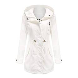 callmo Damen üBergangsjacke,Windbreaker Mantel für Frauen Winddicht Langarm Daunenmantel wasserabweisend Outdoorjacke Windbreaker Damen lang Regenjacke Damen von callmo