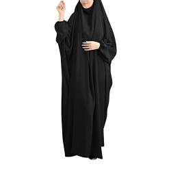 callmo Gebetskleidung FüR Frauen,Damen Dubai Einfarbig Strickjacke Muslimisch Glänzend Einfach Modern Lässig Langes Kleid Muslimische Robe mit Hijab von callmo