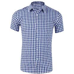 callmo Herren Hemd Oktoberfest Hemd Herren Slim Fit Kurzes Kariertes Hemd Sommerhemd Herren Oktoberfest Hemd Trachten Trachtenmode Stehkragen Freizeithemden Sommer Karohemd Trachten Hemden von callmo