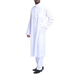 callmo Jugendweihe Kleidung Junge Lässiger muslimischer arabischer Herrenmantel mit einfarbigem Kragen und langen Ärmeln von callmo
